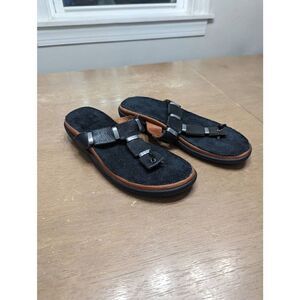 Gentle Souls Where to Go Sandals women's size‎ 7 black flip flops leather